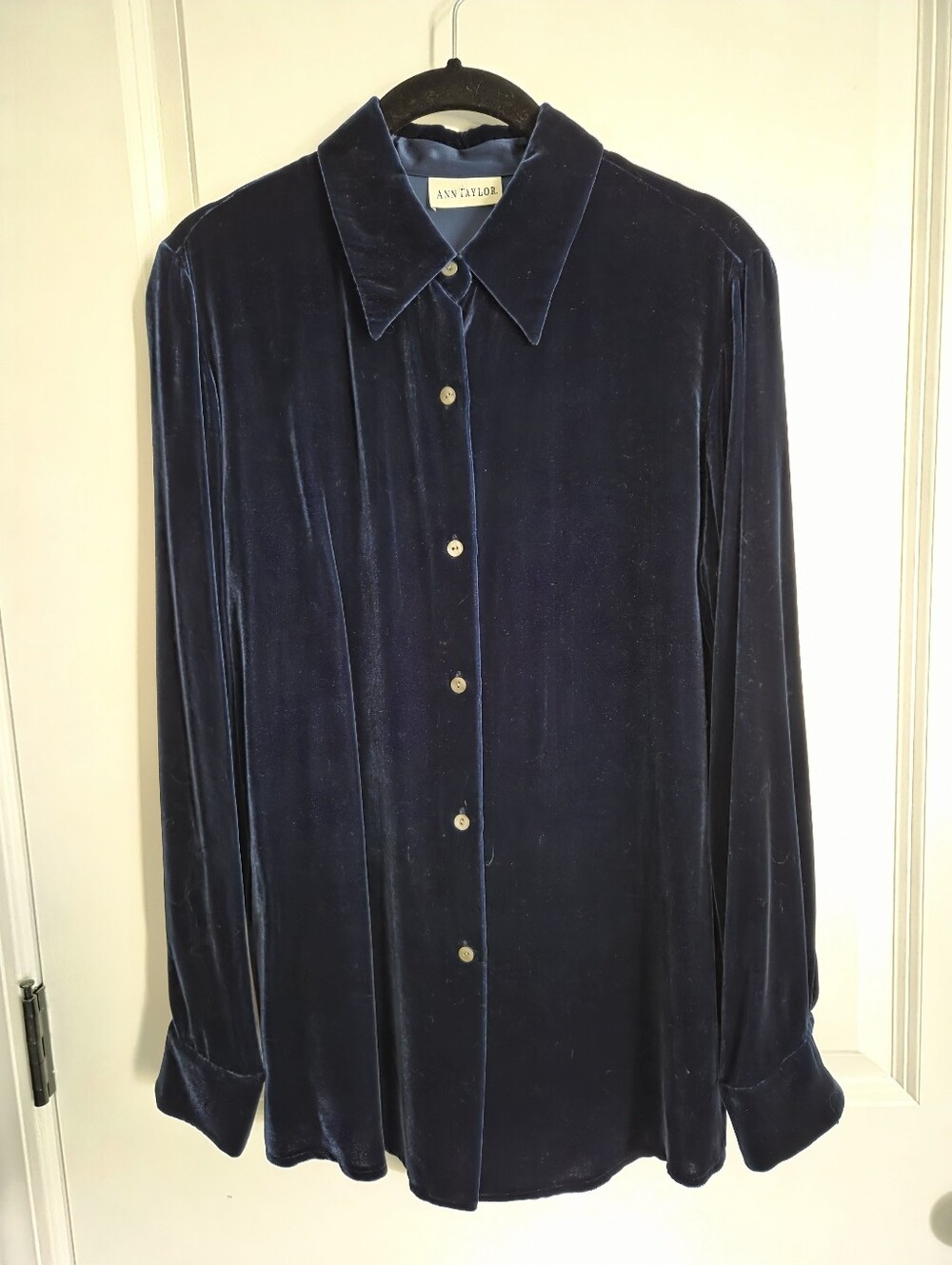 NWT Vintage Ann Taylor Blue Velvet Top